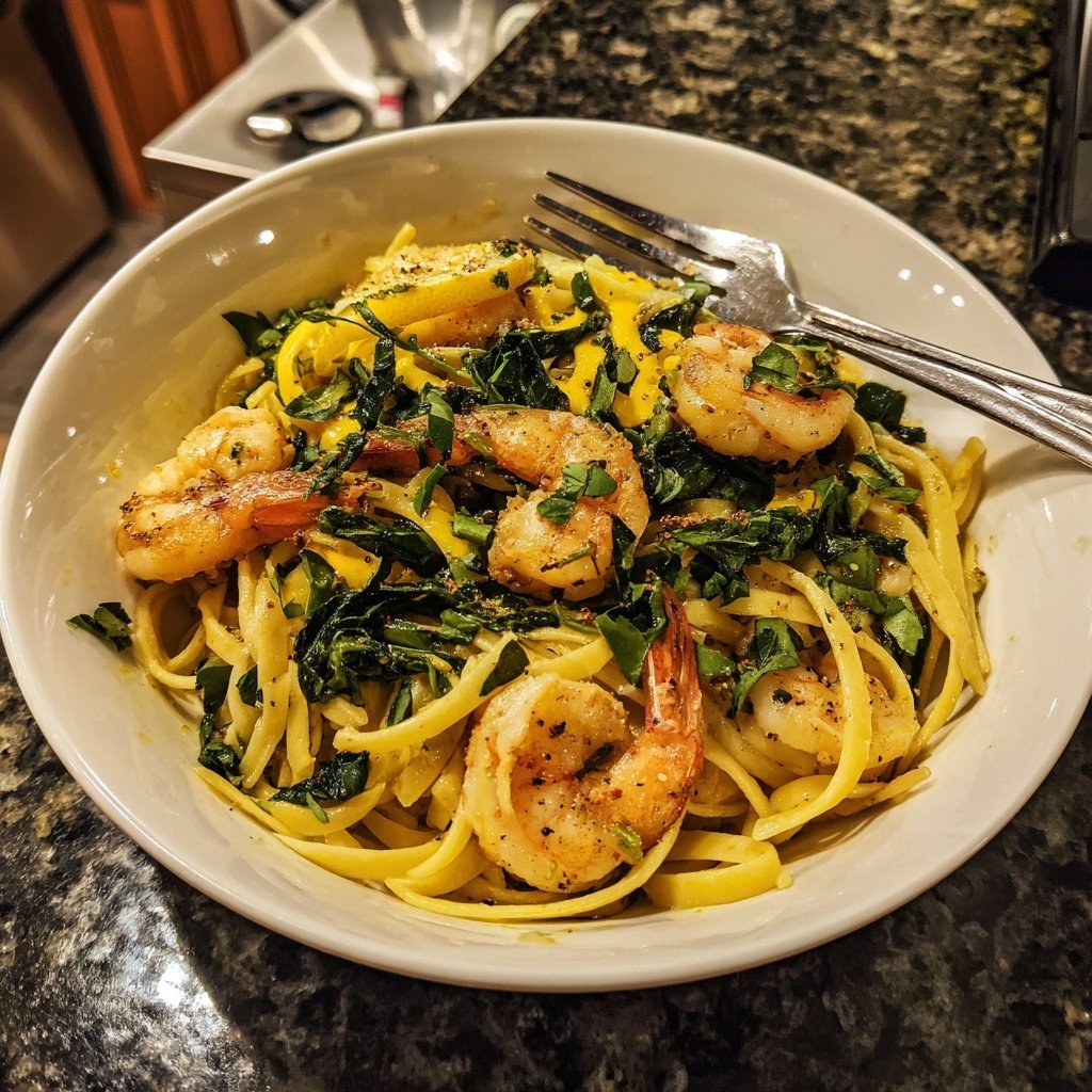Lemon Basil Shrimp Linguine