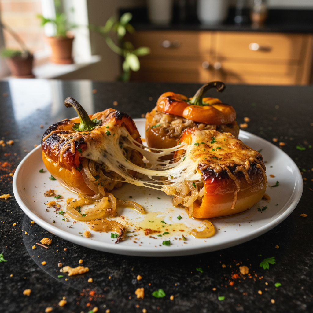Savory Caramelized Onion Stuffed Peppers