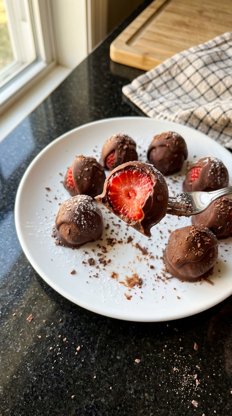 Chocolate-Dipped Strawberry Frozen Bites