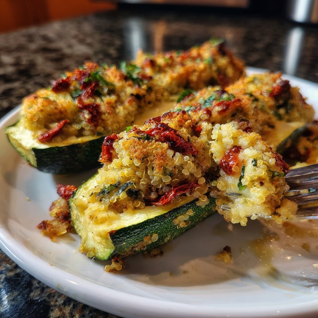 Savory Quinoa Stuffed Zucchini