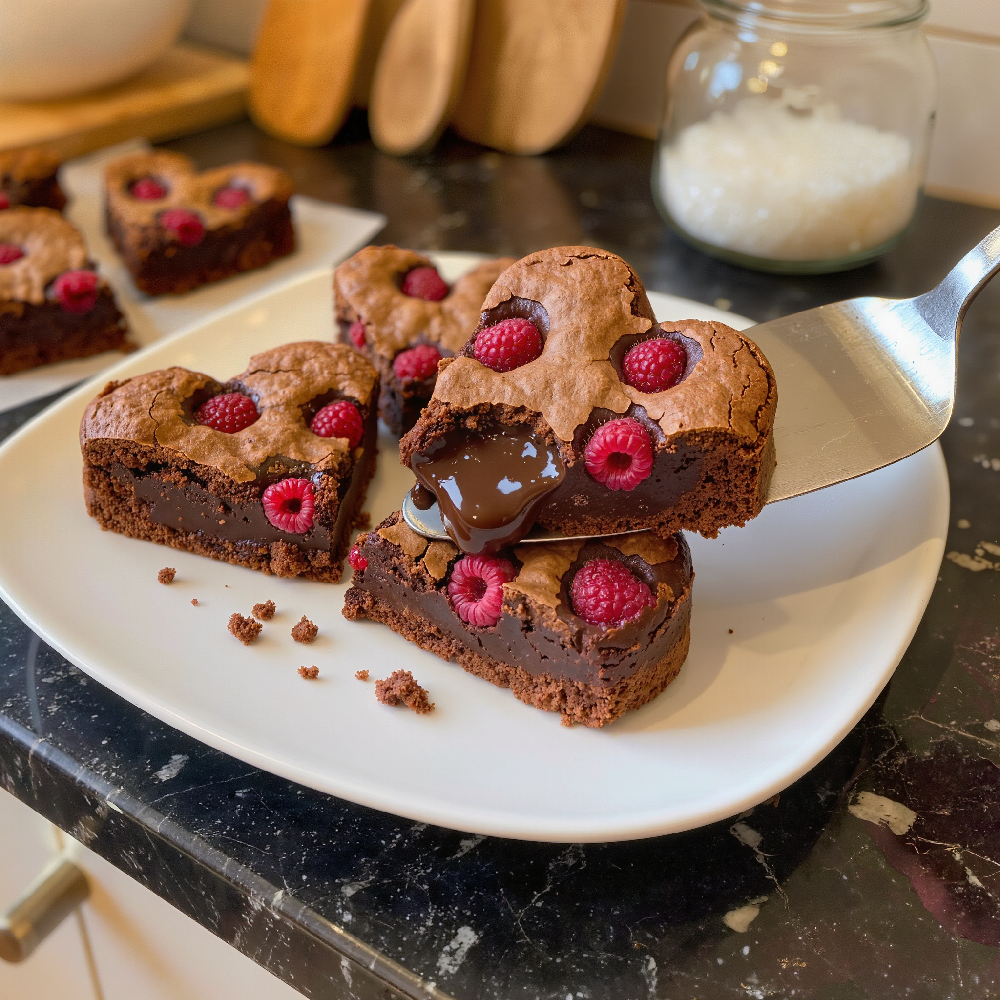 Heart-Shaped Raspberry Brownies