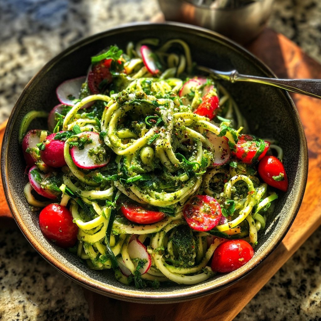 Spring Zoodle Salad with Pesto