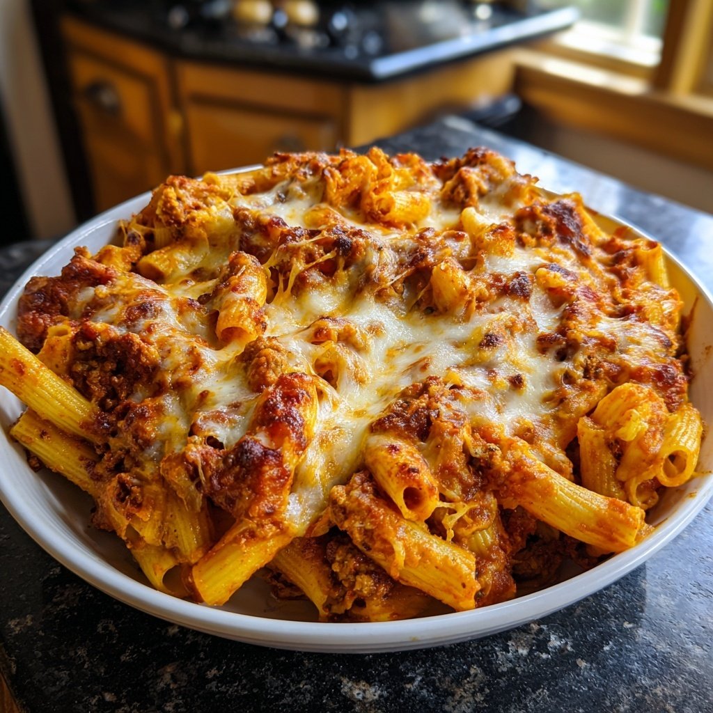 Spicy Sausage Rigatoni Bake