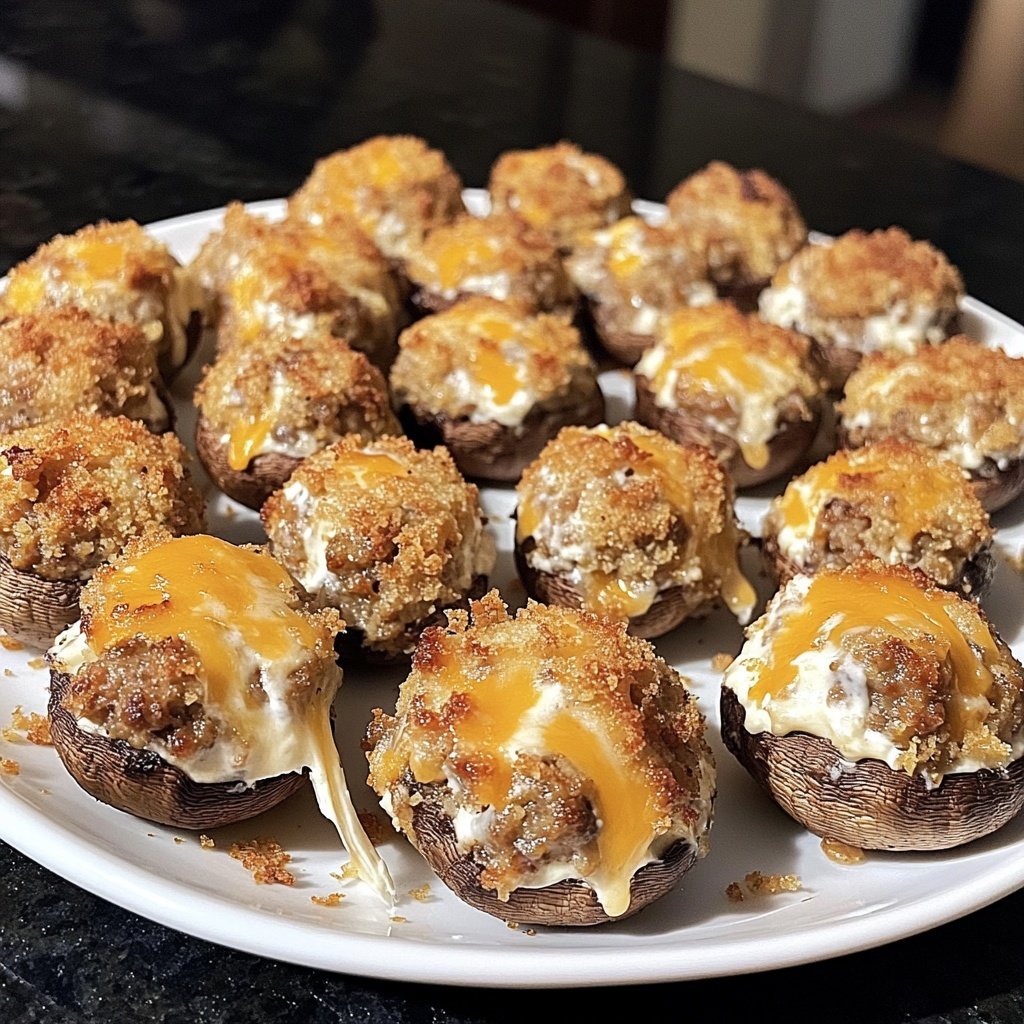 The Best Sausage Balls Stuffed Mushrooms