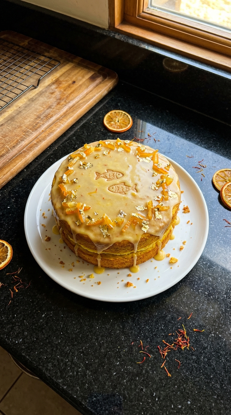 Saffron-Infused Pisces Cake