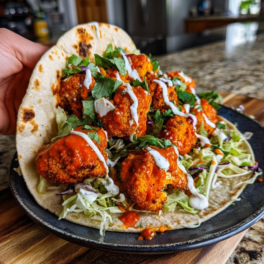 Vegan Buffalo Cauliflower Tacos