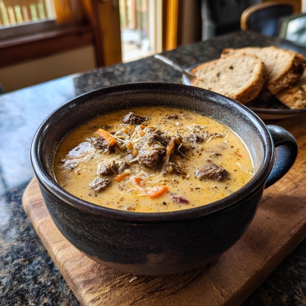 Philly Cheesesteak Soup Provolone Cheese