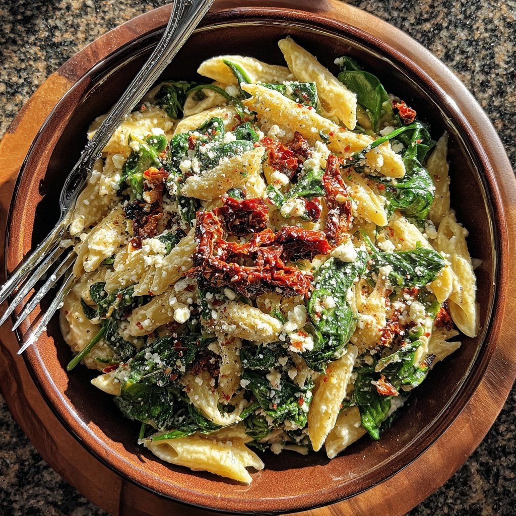 Mediterranean Pasta with Spinach