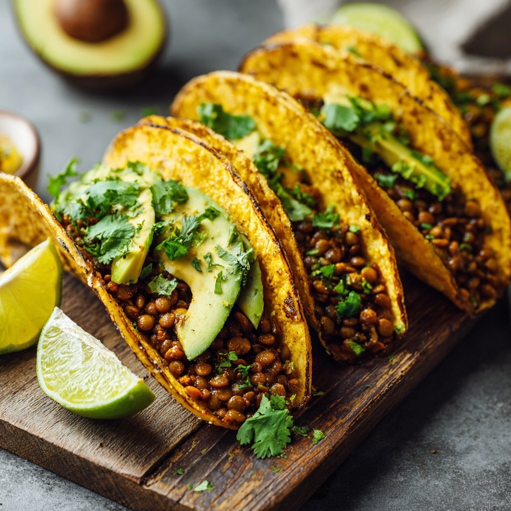 Spicy Lentil Tacos with Avocado