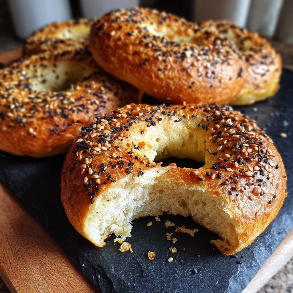 Protein Bagels with Sesame Seeds Crispy