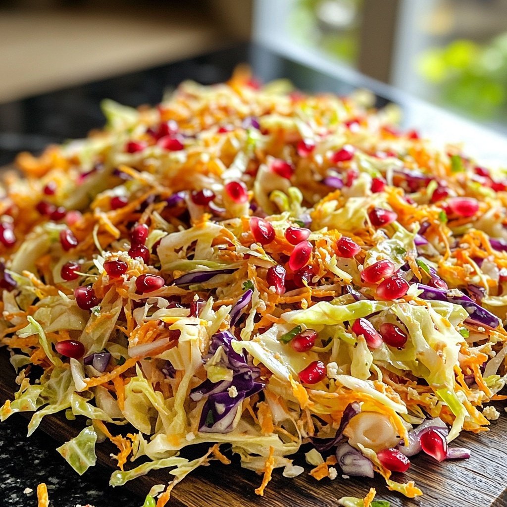 Orange Red Cabbage Salad with Pomegranate Seeds