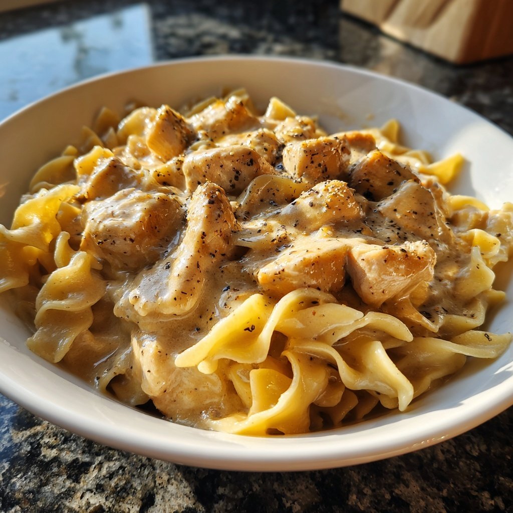 Chicken Stroganoff with Egg Noodles