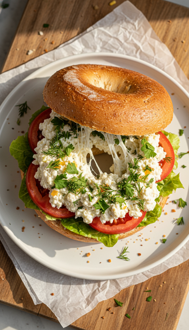 Savory Cottage Cheese Bagel Sandwich