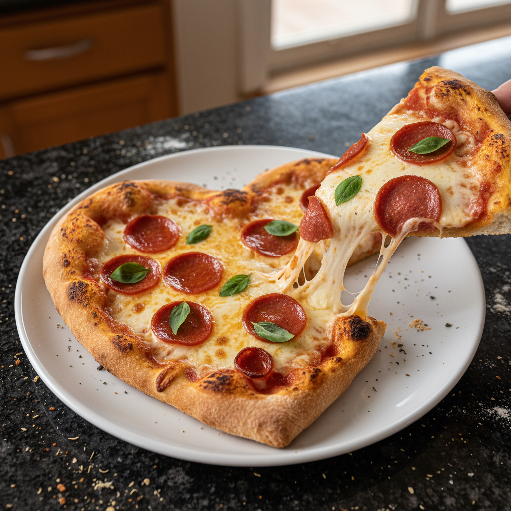 Valentine's Heart-Shaped Pizza